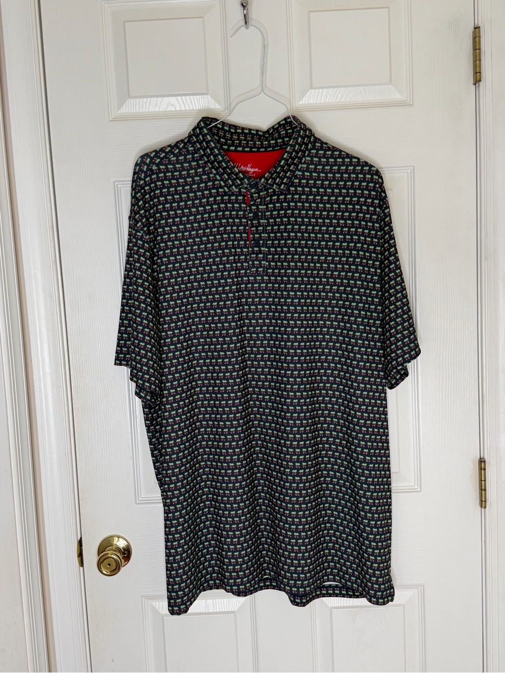 Walter Hagen Black Polo with Christmas Tree Pattern